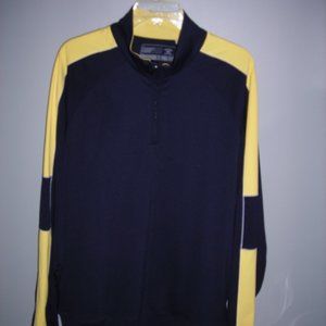 Men's LS shirt by CUTTER & BUCK in navy & yellow, Size XL